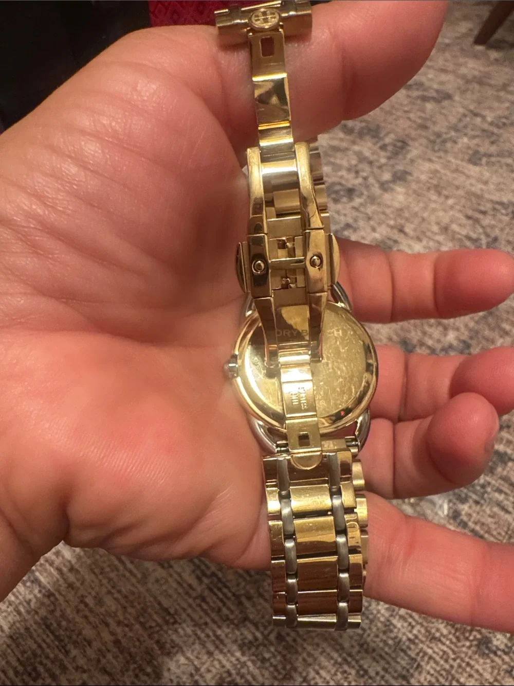 Tory Burch Gold-Tone Two-Tone Bracelet Watch with Cream Dial